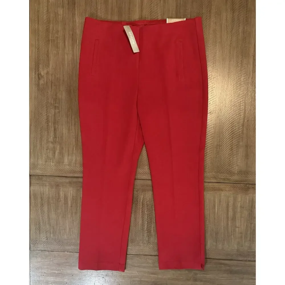 NWT Chicos The Ultimate Fit Juliet Straight Leg Red Pants Size LP 12P (2P) $89